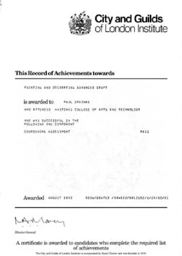 Professional qualification certificate